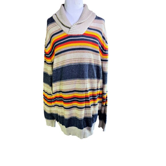 Sun and Stone Sweaters - Sun and Stone Striped Oversized Sweater With Cowl Neck & Long Sleeves Size XXL